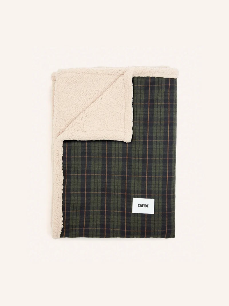 Plaid pour chien - Tartan vert et sherpa - Cafide