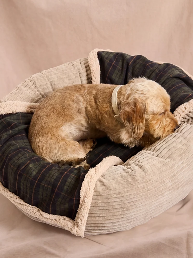 Plaid pour chien - Tartan vert et sherpa - Cafide