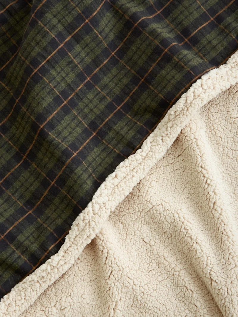 Plaid pour chien - Tartan vert et sherpa - Cafide