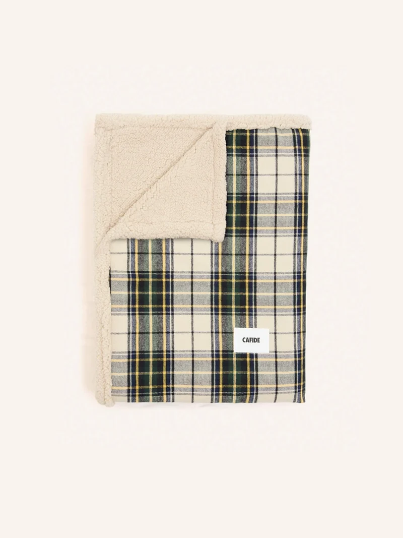 Plaid pour chien - Tartan beige et sherpa - Cafide