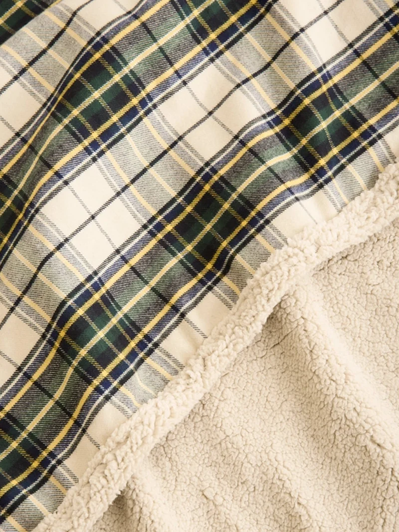 Plaid pour chien - Tartan beige et sherpa - Cafide
