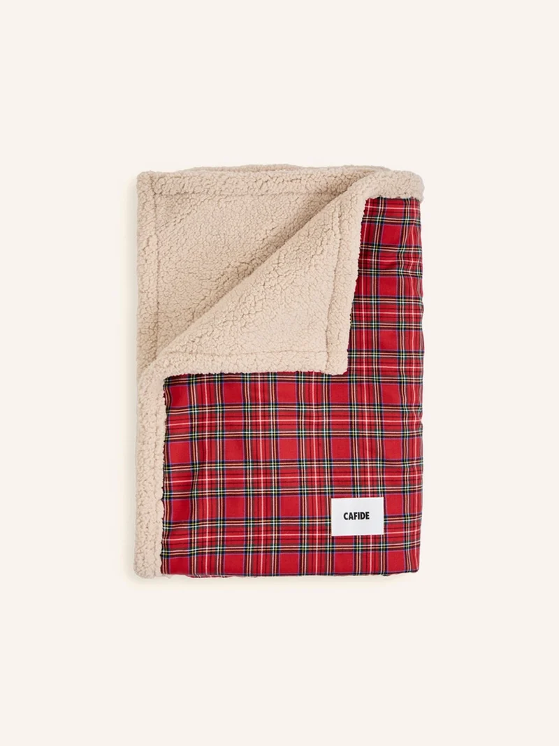 Plaid pour chien - Rouge royal et sherpa - Cafide