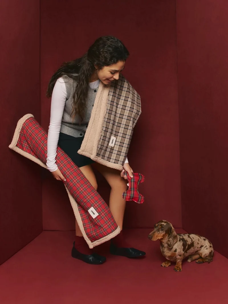 Plaid pour chien - Rouge royal et sherpa - Cafide