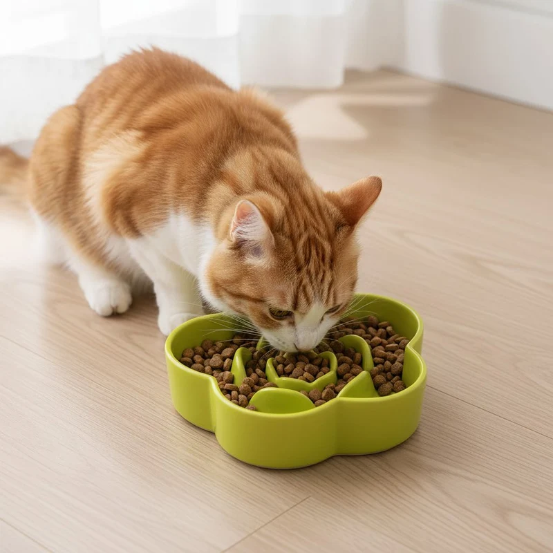 Gamelle anti glouton chat céramique - FlowerCat
