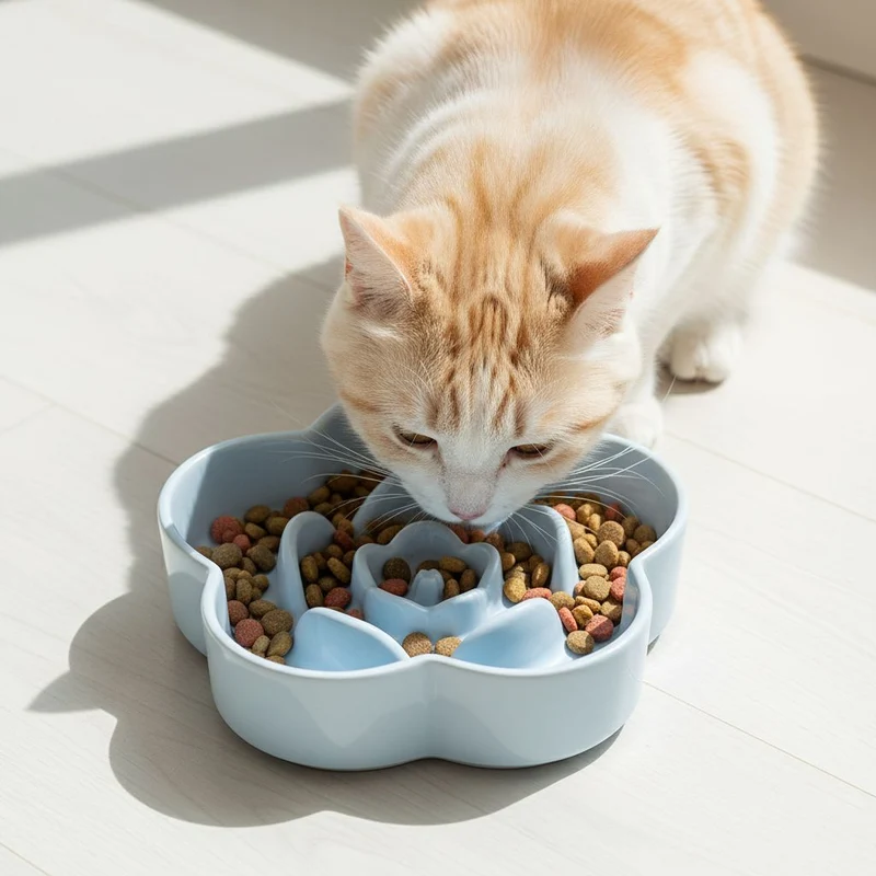 Gamelle anti glouton chat céramique - FlowerCat