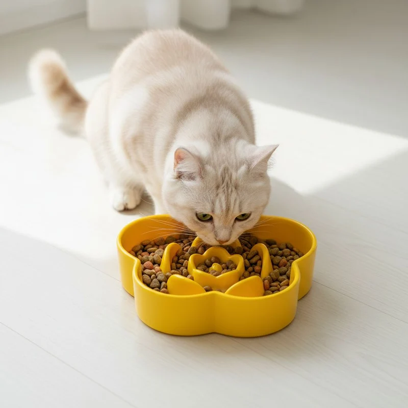 Gamelle anti glouton chat céramique - FlowerCat