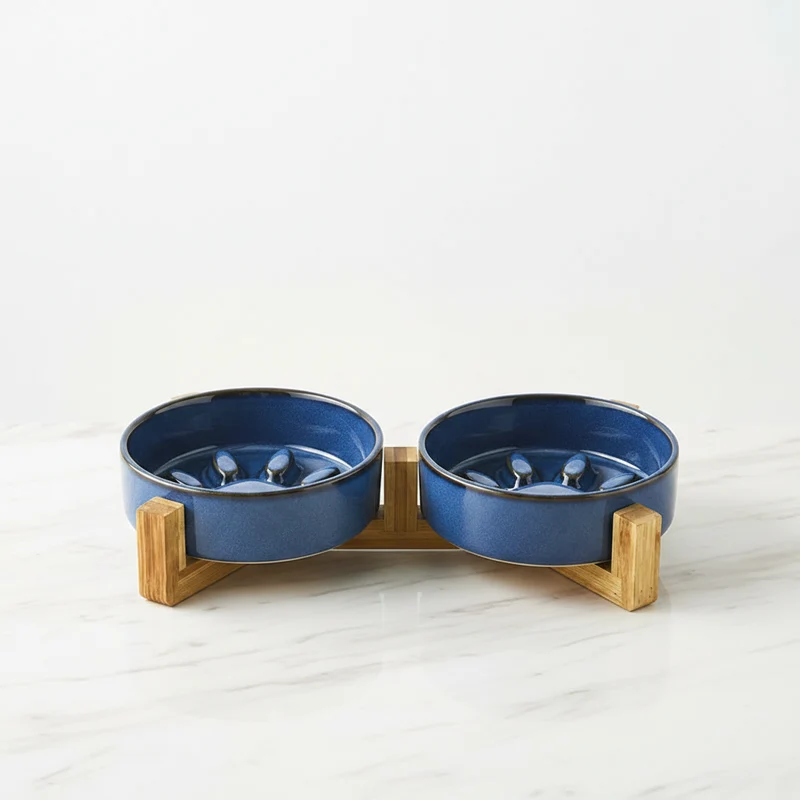 Gamelle anti glouton chat céramique avec support - PawBowl