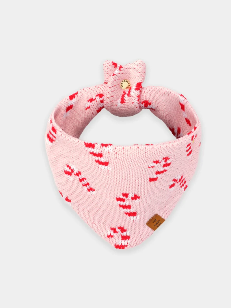 Bandana pour chien en tricot - Candy Cane Rose - The Foggy Dog