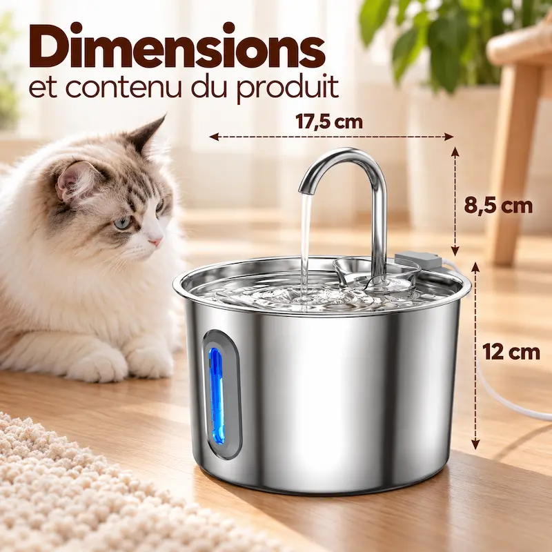 Fontaine chat inox pompe améliorée - Ultra silencieuse | Naya