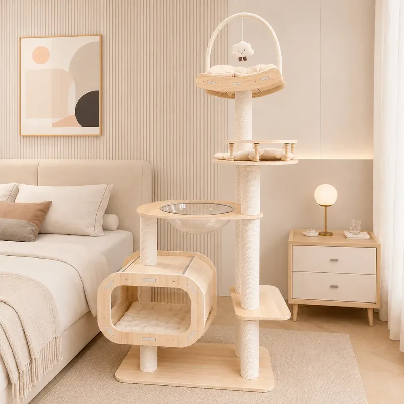 Arbre à chat en bois 180 cm - Design | Altéa