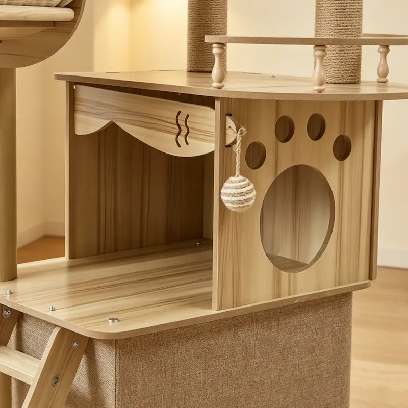 Arbre à chat 150 cm - Design bois multifonction | Nooka