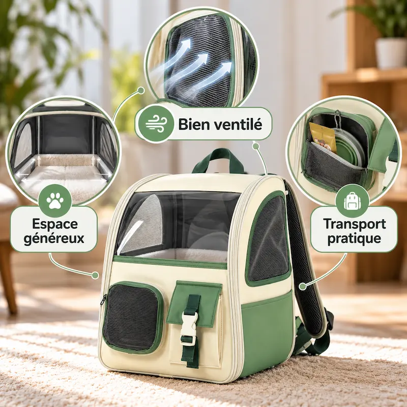 Sac à dos chat triple ventilation - Voyage serein | Aery