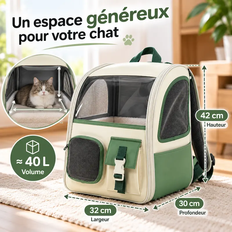 Sac à dos chat triple ventilation - Voyage serein | Aery