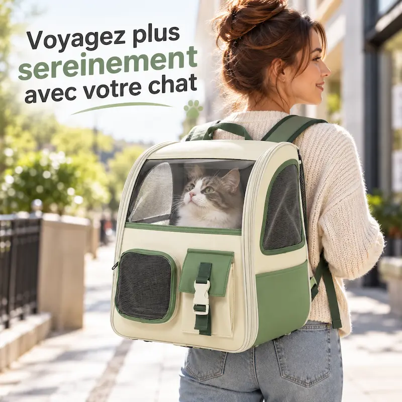 Sac à dos chat triple ventilation - Voyage serein | Aery