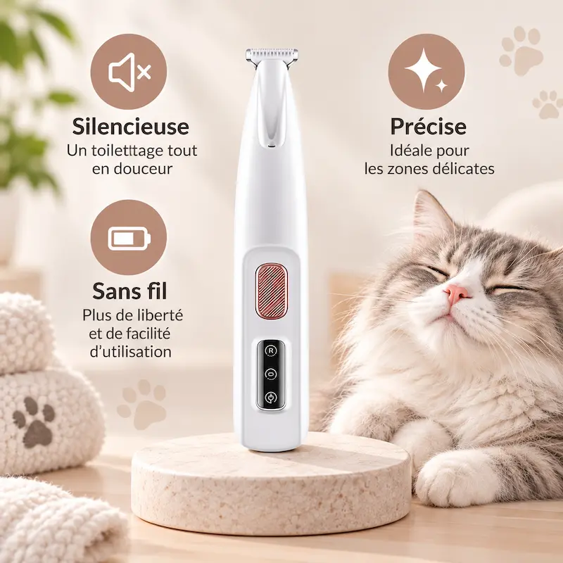 Tondeuse silencieuse pour chat - Moins de stress | Nelya
