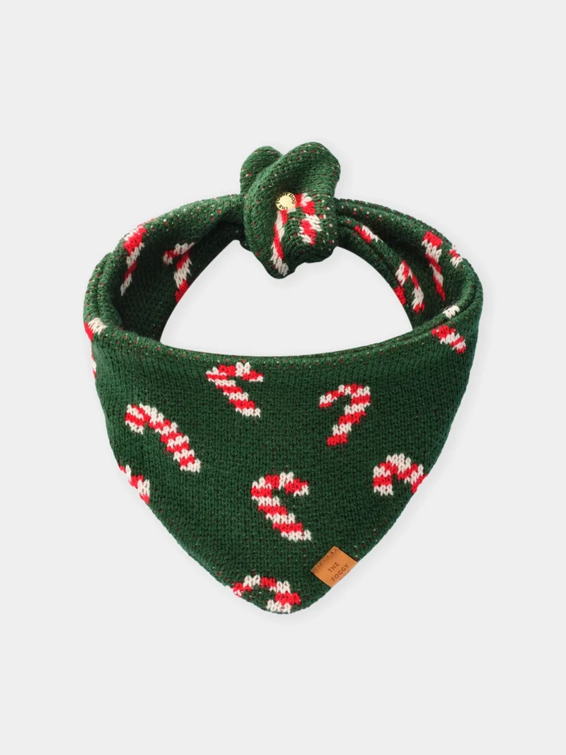 Bandana pour chien en tricot - Candy Cane ☃️ - The Foggy Dog