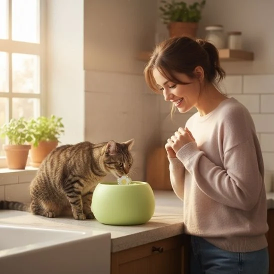 FONTAINE A EAU POUR CHAT CERAMIQUE | Fleur Zen