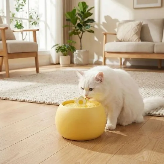 FONTAINE A EAU POUR CHAT CERAMIQUE | Fleur Zen