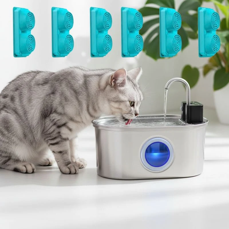 Fontaine à eau pour chat sans électricité en inox avec capteur - Purwater™