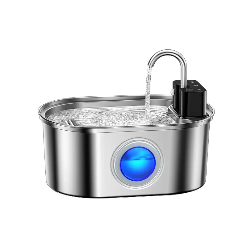 Fontaine à eau pour chat sans électricité en inox avec capteur - Purwater™
