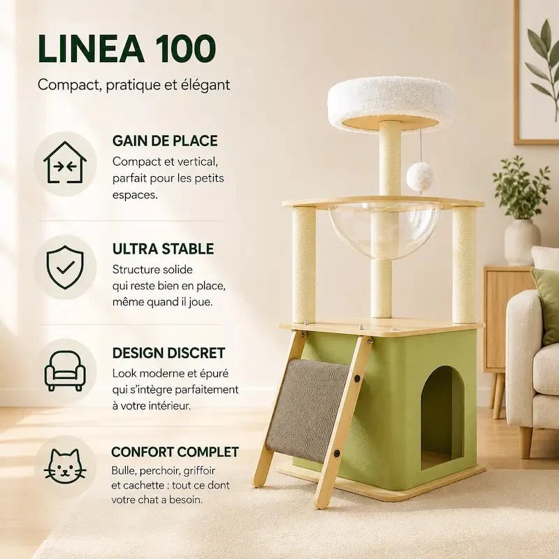 Arbre à chat Linea 100 - Compact et stable | FelinoHome