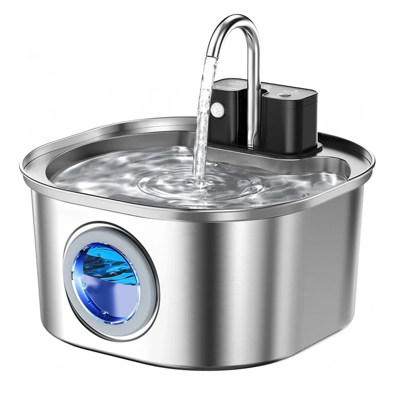 Fontaine eau chat sans fil en inox avec capteur intelligent - PurrH20™