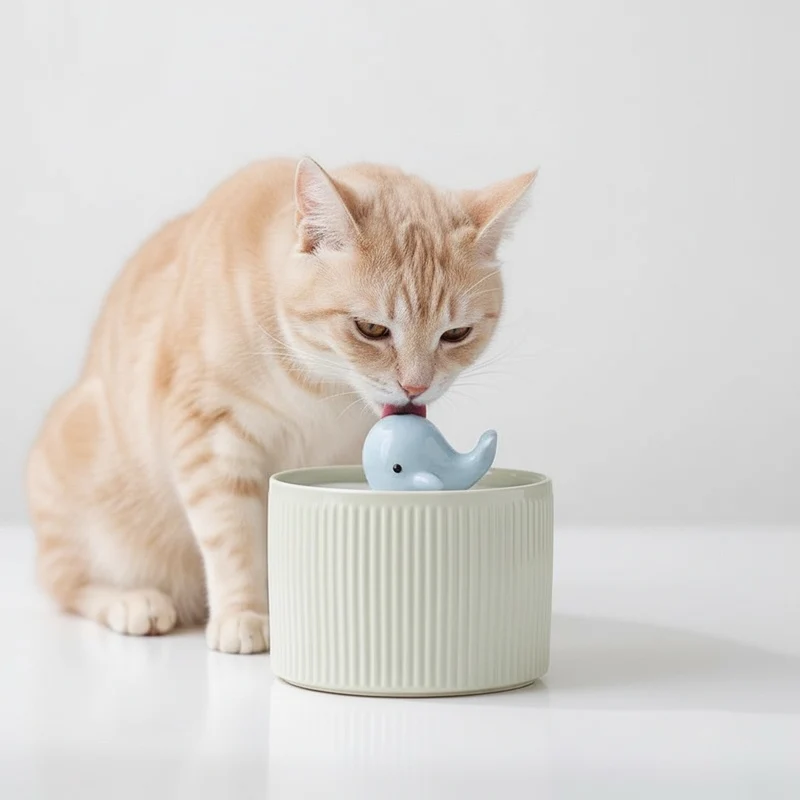 FONTAINE EAU CERAMIQUE DESIGN BALEINE SILENCIEUSE - CatsFlow