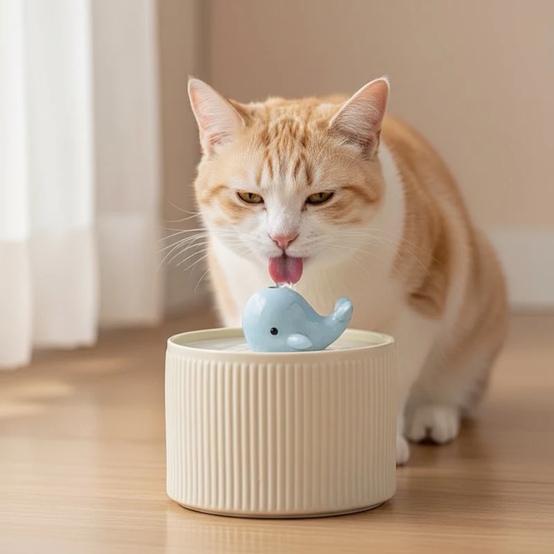 FONTAINE EAU CERAMIQUE DESIGN BALEINE SILENCIEUSE - CatsFlow