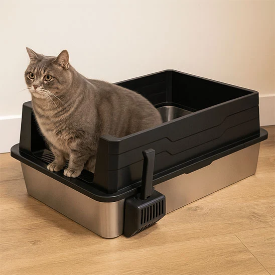 Bac litiere chat - Extra Large En Acier Inoxydable