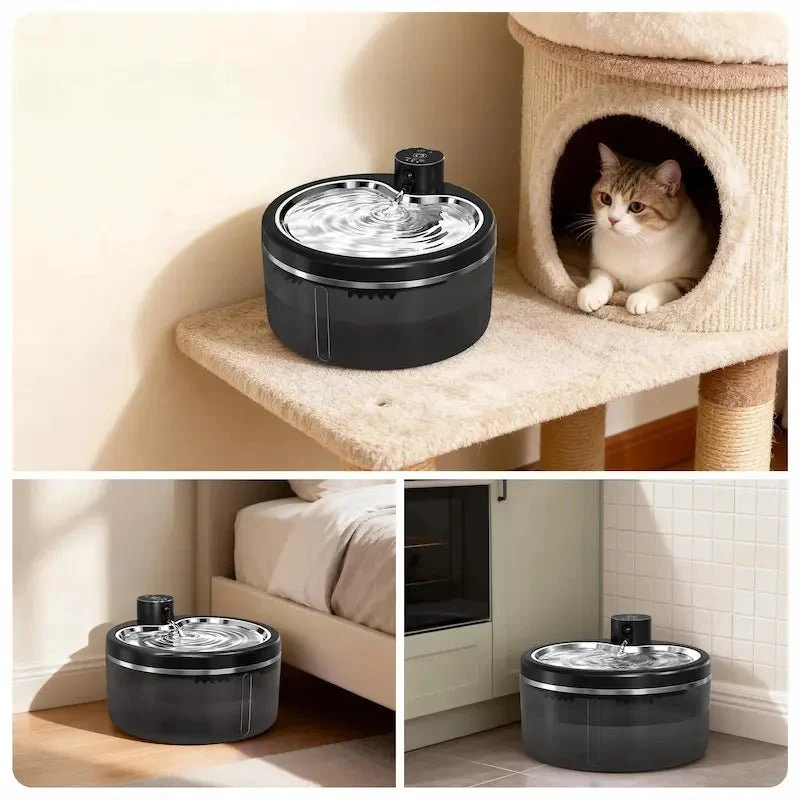 Fontaine à eau chat inox 3L - Silencieuse | AquaMia