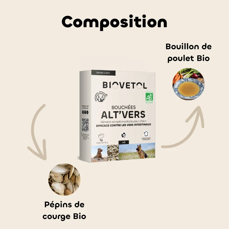 Bouchées ALT'VERS vermifuge grand chien - Biovetol