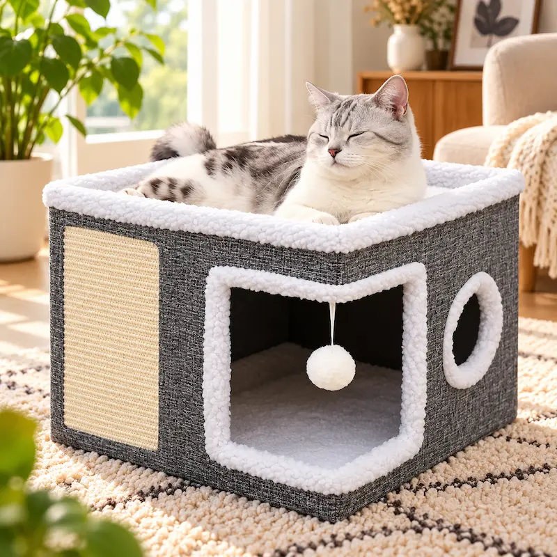 Maison cube pour chat - Confort & design | CatLuxe