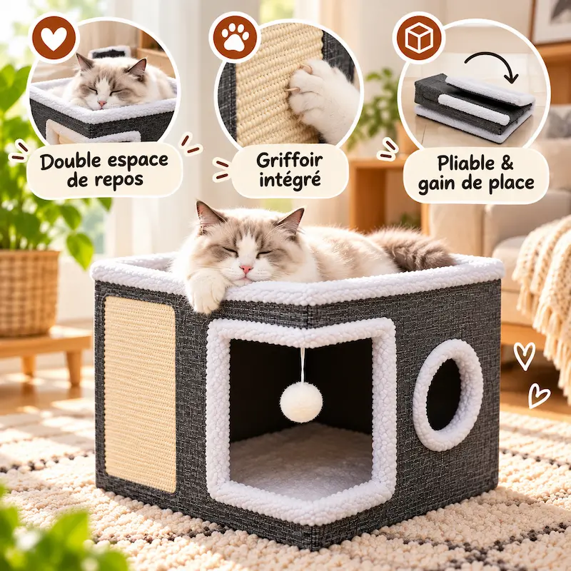 Maison cube pour chat - Confort & design | CatLuxe