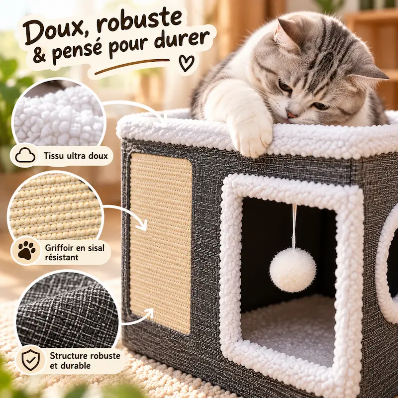 Maison cube pour chat - Confort & design | CatLuxe