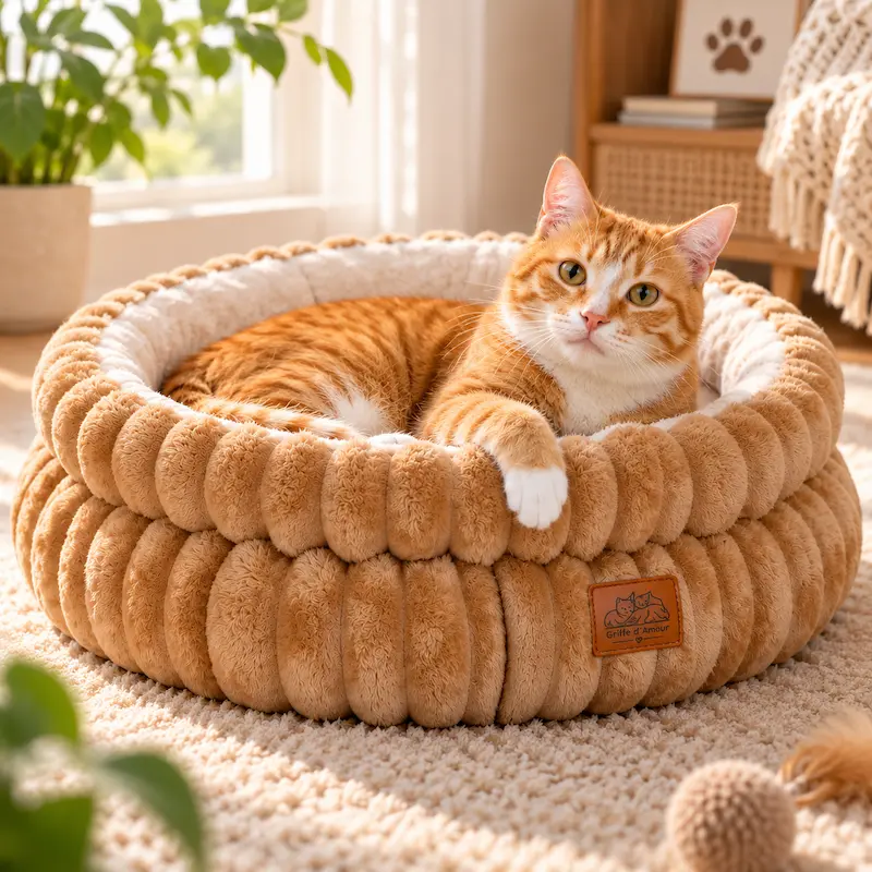Panier chat rond confortable - Cocon doux | NidoCat