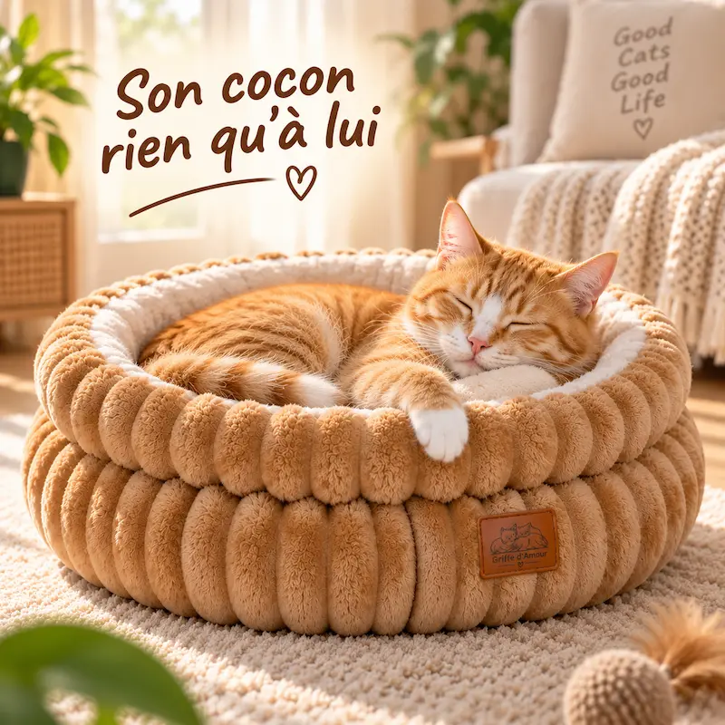 Panier chat rond confortable - Cocon doux | NidoCat