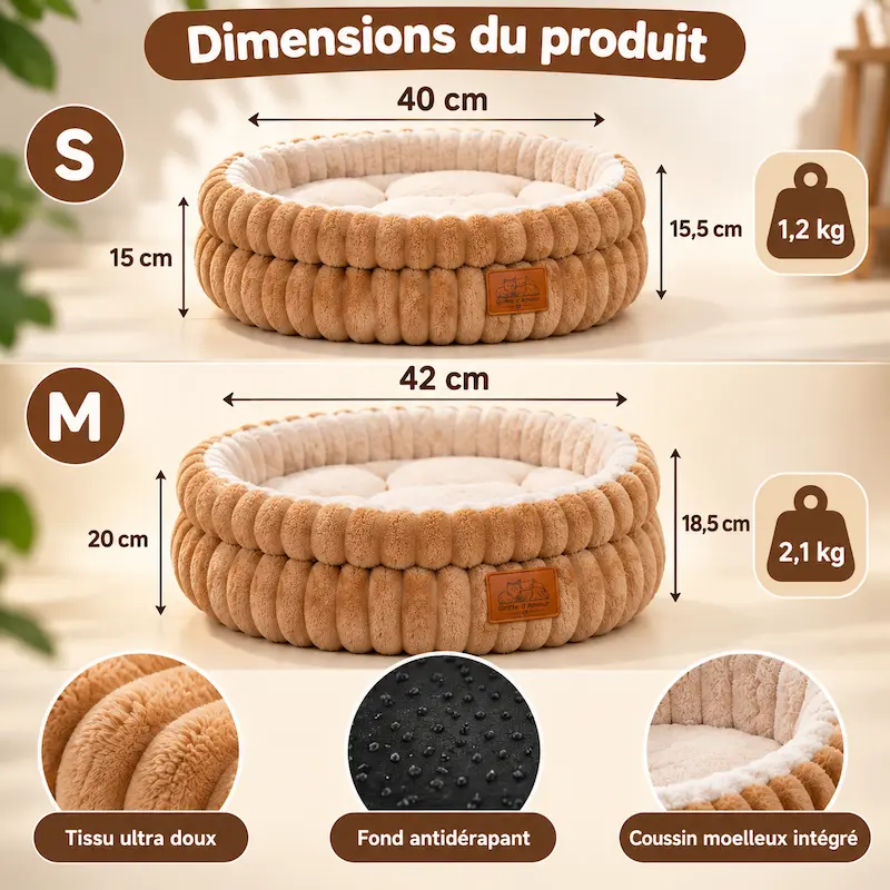 Panier chat rond confortable - Cocon doux | NidoCat