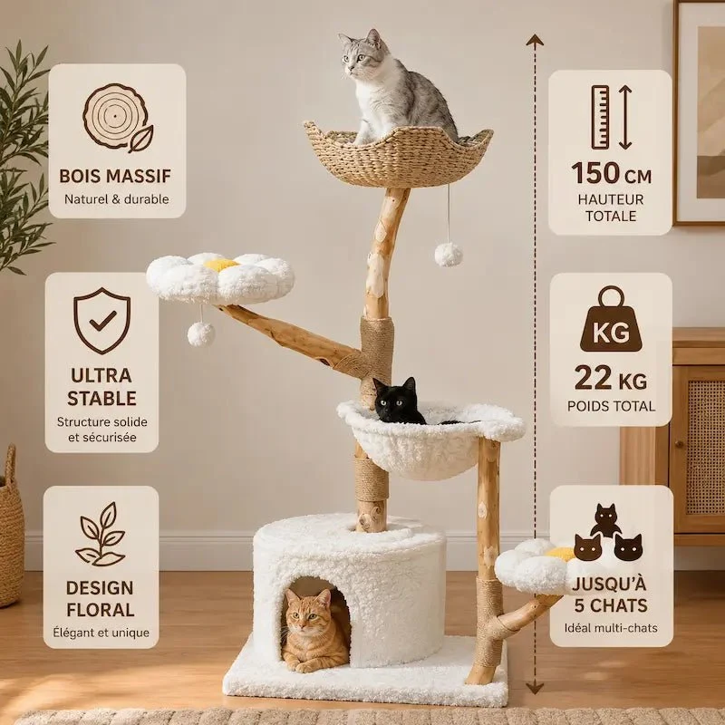 Grande tour arbre à chat – Design floral | BloomCat
