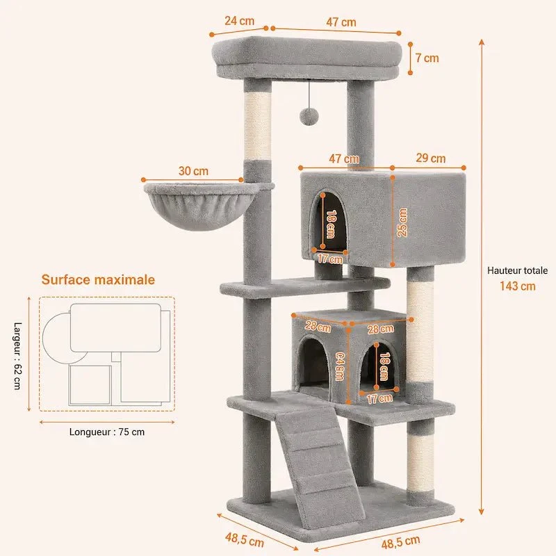 Arbre à chat luxe multi-niveaux – Tour premium | RoyalCat