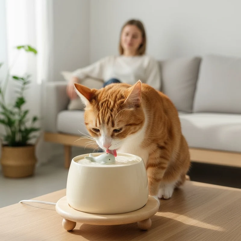 Fontaine à eau chat en Céramique ultra silencieuse - Baleine