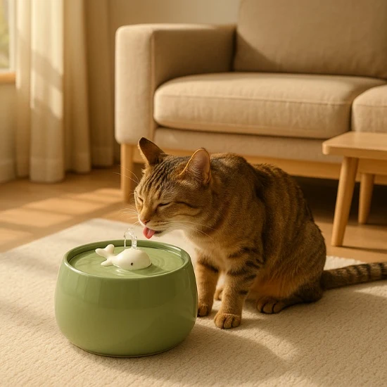 Fontaine à eau chat en Céramique ultra silencieuse - Baleine