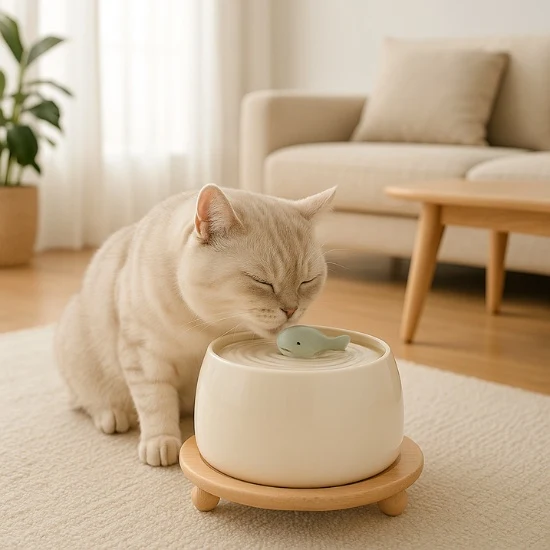 Fontaine à eau chat en Céramique ultra silencieuse - Baleine