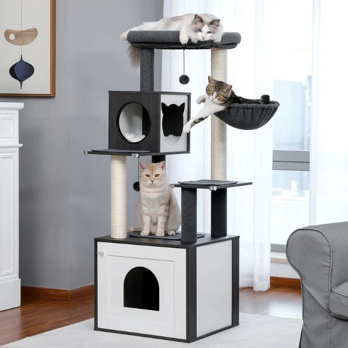 Arbre à chat en bois - design scandinave