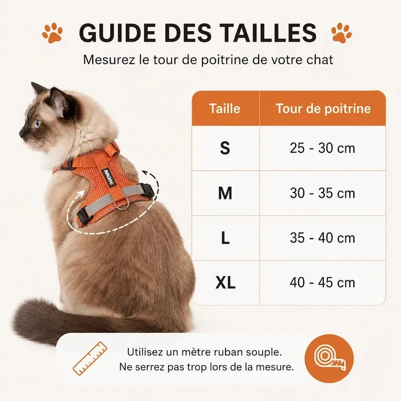 Harnais en nylon pour chat - Sécurité & confort | Duomm