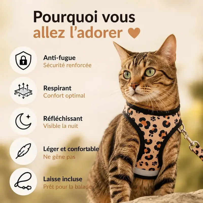 Harnais léopard chat - Sécurité & confort | WildPaws