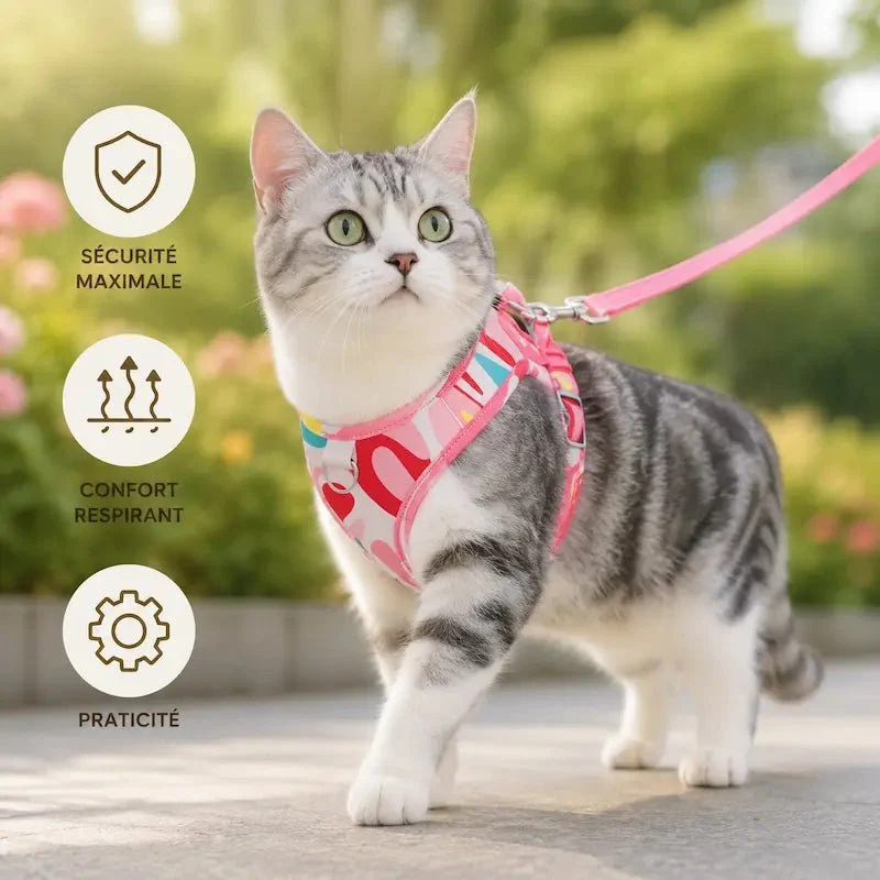 Harnais chat anti-fuite - Sécurité et confort | PawSafe