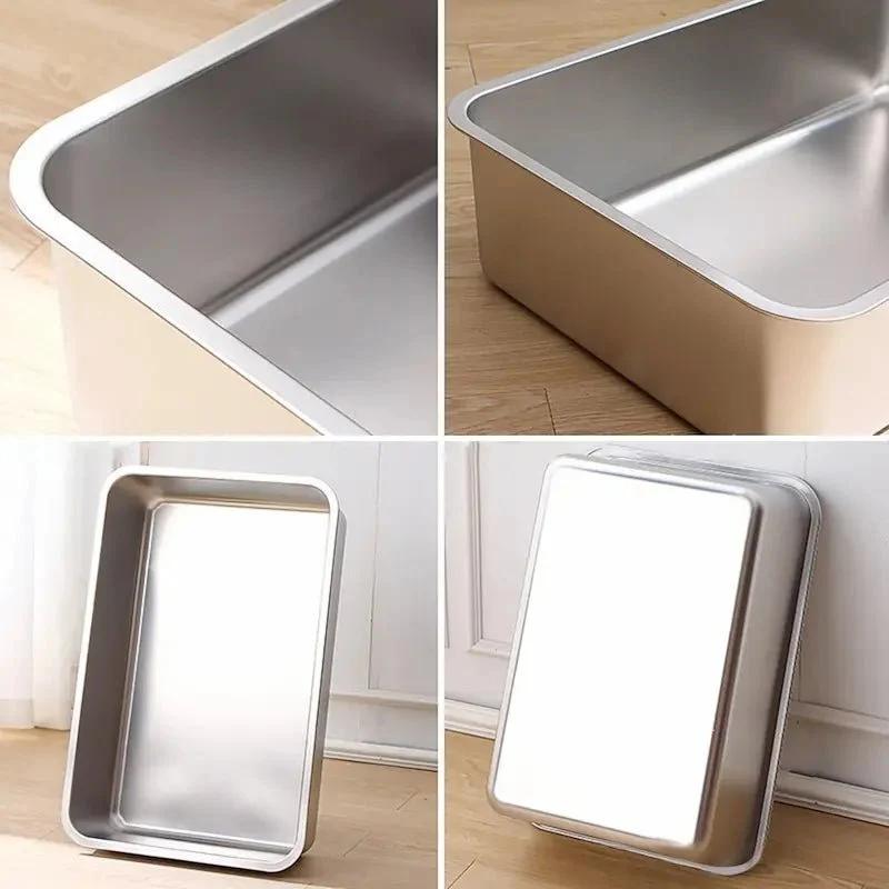 Bac à litière rectangle en inox - Anti-odeurs | Inoxicat