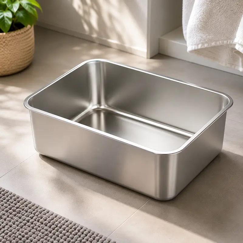 Bac à litière rectangle en inox - Anti-odeurs | Inoxicat
