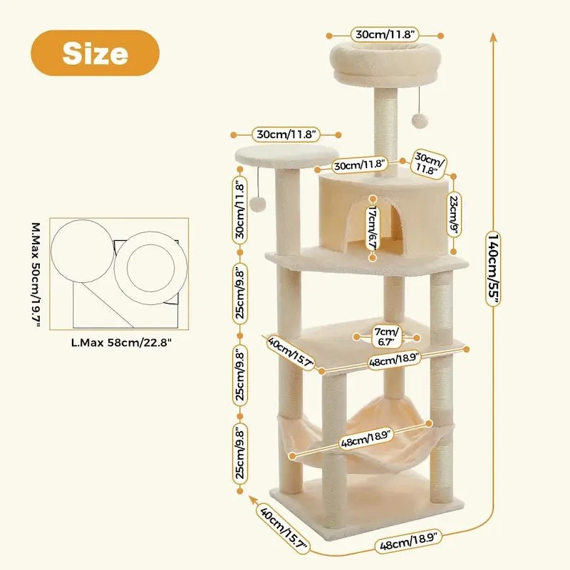 Arbre à chat tour multi-niveaux – Sisal & hamac | FéliTower