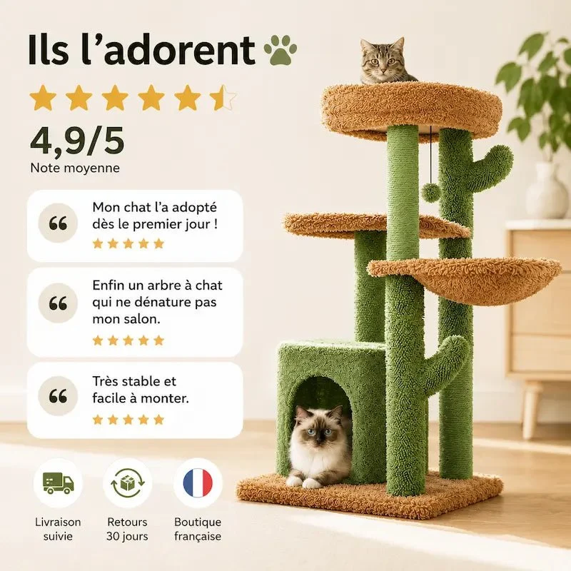 Arbre à chat cactus avec griffoir - Jeu & repos design | FeliNest